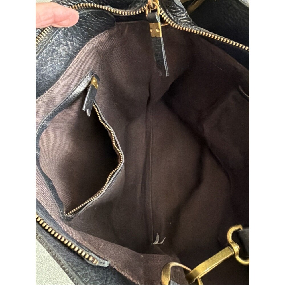 Madewell Black Leather Transport Tote Bag w/Strap Medium Size Zip Top Purse READ - Picture 5 of 8